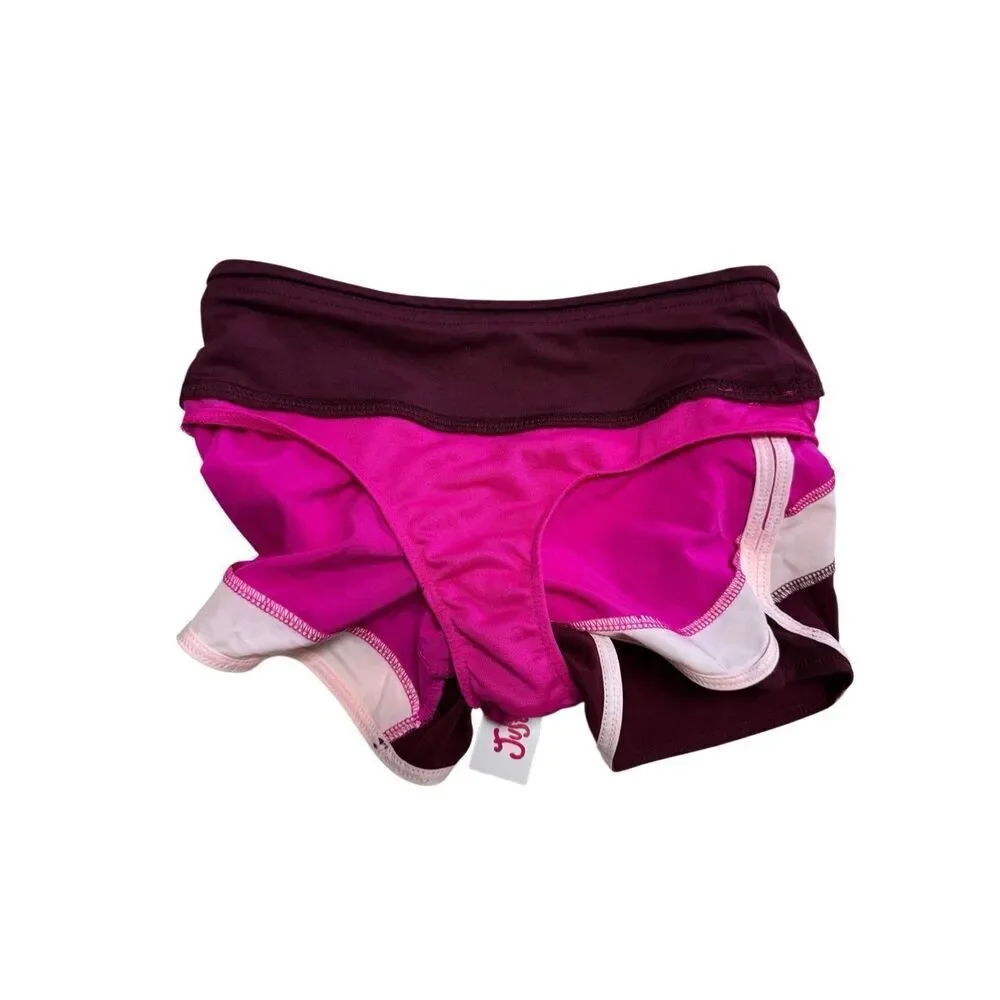Justice Color Block Running Shorts Size 8 Pink BURGUNDY NEW